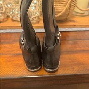 Black Leather Boots with Silver Accents